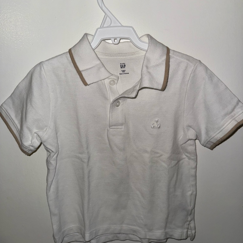 GAP White Polo with Tan Trim